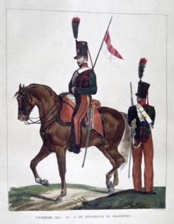 Uniformed cavalryman and soldier of the French Chasseurs Regiment, 1823
