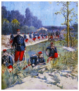French army cyclists on manoeuvres in 1896