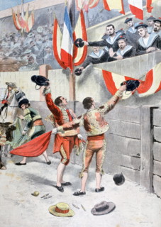 French sailors at a Spanish bullfight