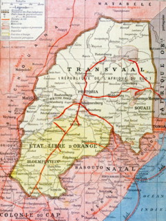 French map of the Transvaal at the outbreak of the Boer War in South Africa 1899