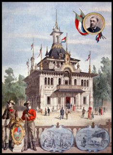 Illustration showing the Transvaal pavilion at the Exposition Universelle of 1900