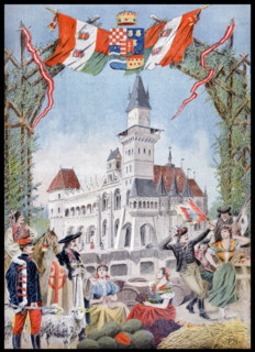 Illustration showing the Hungarian Pavilion at the Exposition Universelle of 1900