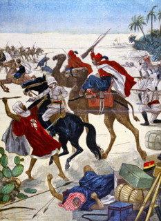 Illustration showing the French and Arab colonial forces fighting in Algeria