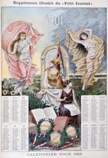 Illustration in the style of a calendar for 1901