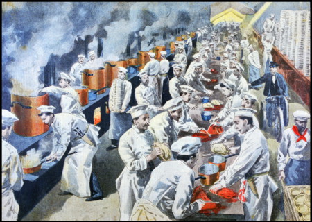 Illustration showing the preparation of a banquet