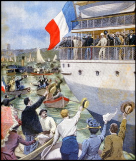 Departure of Colonel Marchand with French expeditionary forces to crush the Boxer Rebellion, in China