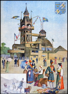 Illustration showing the Swedish Pavilion, at the Exposition Universelle of 1900