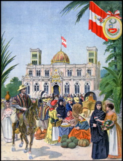 Illustration showing the Peruvian Pavilion, at the Exposition Universelle of 1900