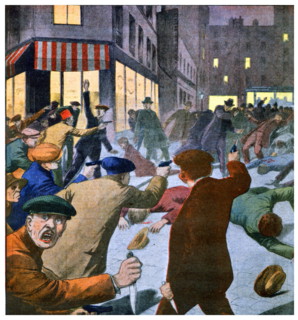 Armed anti-communist, attack in the rue Danremont, Paris, where a communist meeting was taking place