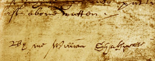 photograph of a 'Will' dated 1616, bearing Shakespeare's signature