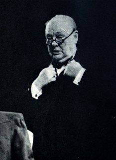 Photograph of Winston Churchill whilst inaugurating the congress of Europe