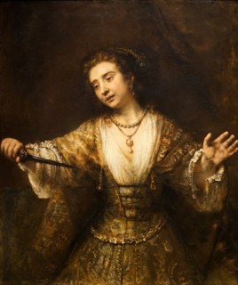 Painting titled 'Lucretia' by Rembrandt