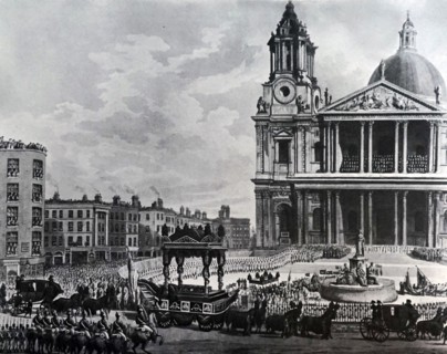 Painting depicting the funeral procession Horatio Nelson, 1st Viscount Nelson