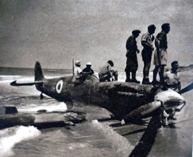Photograph of the wreck of an Egyptian spitfire