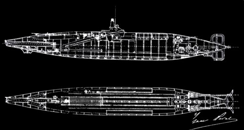 Plans for a submarine designed by Isaac Peral