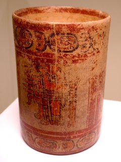 Ceramic cylindrical polychrome vessel from Honduras
