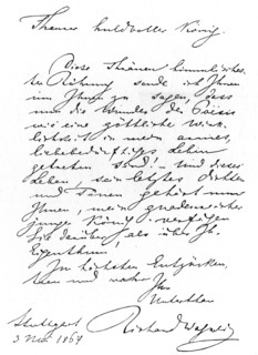 The first letter to King Ludwig II of Bavaria