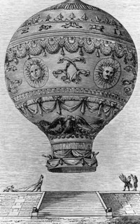 Copperplate engraving of the Hydrogen Balloon designed by the Montgolfier Brothers
