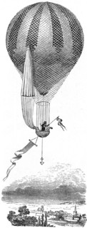 A hot-air balloon which has been fitted with a parachute