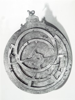 View of the front of a brass astrolabe