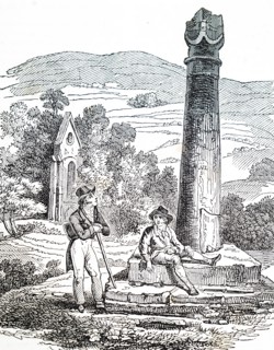 Engraving depicting Valle Crucis Abbey, a Cistercian abbey located in Llantysilio in Denbighshire, Wales