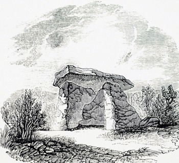 Engraving depicting Kit's Coty House, the remains of a Neolithic chambered long barrow