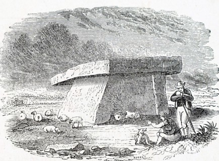Engraving depicting Kit's Coty House, the remains of a Neolithic chambered long barrow