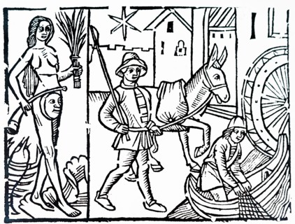 Medieval engraving titled 'Luna'
