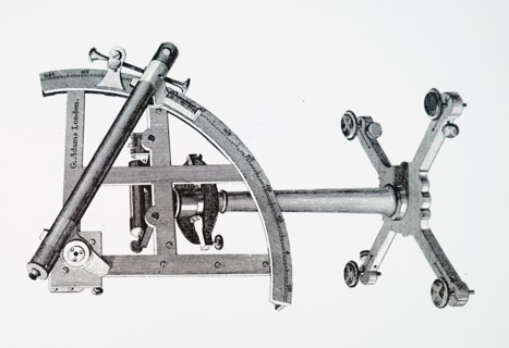 Illustration of an astronomical quadrant, an instrument used to measure angles up to 90 degrees