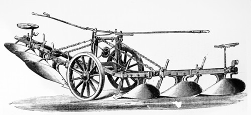 Illustration of a plough for steam ploughing equipment