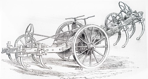 Engraving depicting a Scarifying Plough for use in steam ploughing