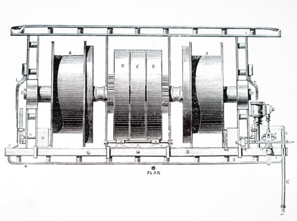 A plan for a windlass for steam ploughing designed in England