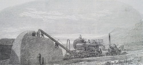 A Ransomes, Sims & Jefferies threshing and stacking machine