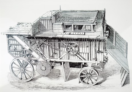 A steam driven threshing machine
