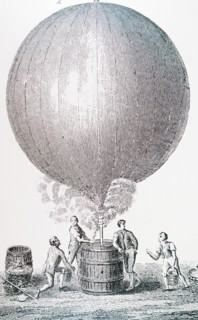 Jacques Charles, with the help of the Robert Brothers filling his balloon with hydrogen