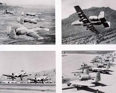 Photographs of the USAF/ Fairchild A-10 ground attack aircraft, the new anti-armour plane being delivered to the Davis-Monthan Air Force Base