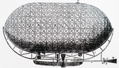 Henry Bell's design for an aerial machine, which had a rudder and two screw propellers