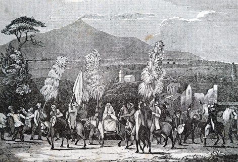 An illustration of a peasant wedding procession, Sicily, Italy