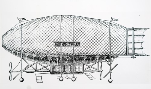 Camille Vert's 'Flying Fish' balloon, powered by a small steam engine