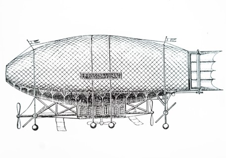 Camille Vert's 'Flying Fish' balloon, powered by a small steam engine