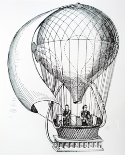 Engraving depicting Terzuolo's navigable balloon