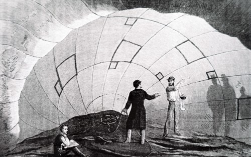 The filling of a balloon in England