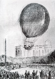 Poitevin making a balloon ascent on a horse from the Champ de Mars, France