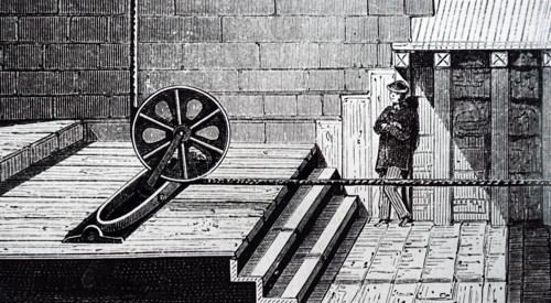 A paying-out machinery and pulley of Giffard's 'Captive' hydrogen balloon