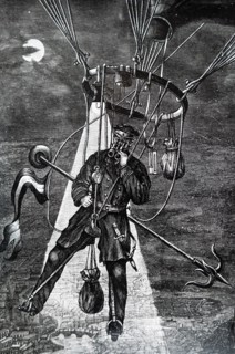 George Rudek's saddle balloon fitted with meteorological instruments and incandescent electric searchlights