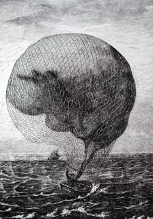 A balloon falling into the sea