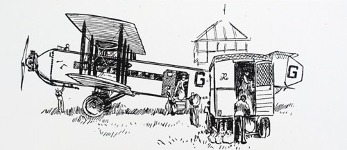 A Biplane being loaded with mail