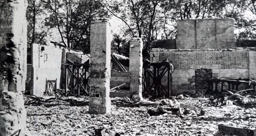 Photograph showing the destruction on the outskirts of Paris, during the liberation of France from German occupation in the summer of 1944