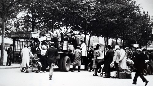 Photograph of refugees in Paris, during the liberation of France from German occupation in the summer of 1944