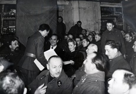 Photograph of a film screening in Paris, during the German occupation of France in World War Two
